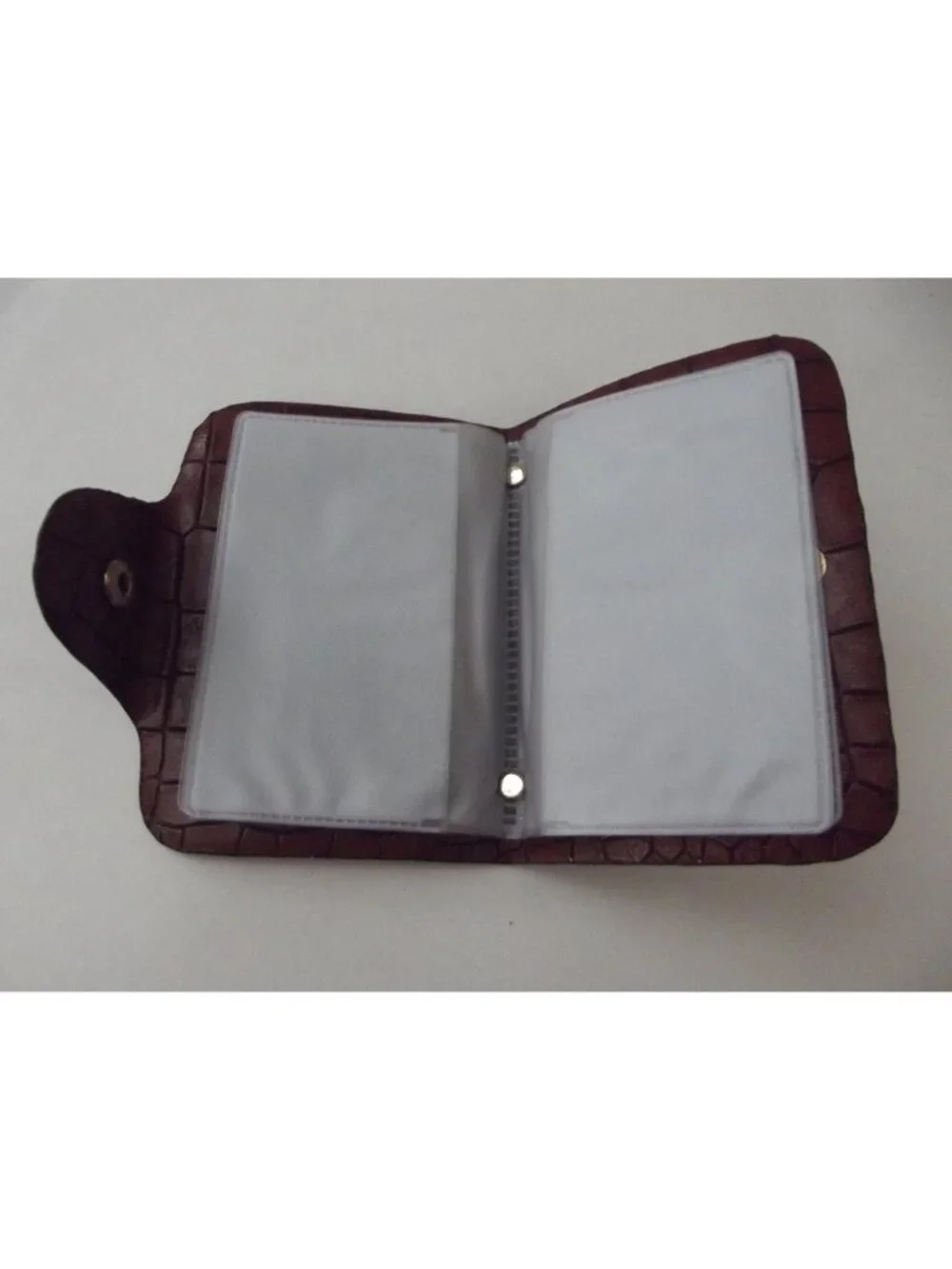 Card Filer Book Business Credit Card black 6 sleeves brown faux croc Tong Guang